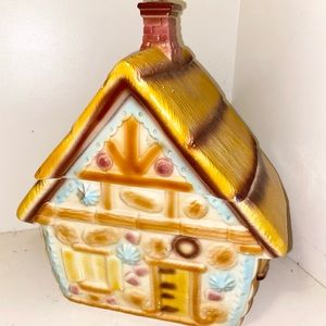 Vintage Gingerbread House cookie jar holiday canister Christmas decor kitchen